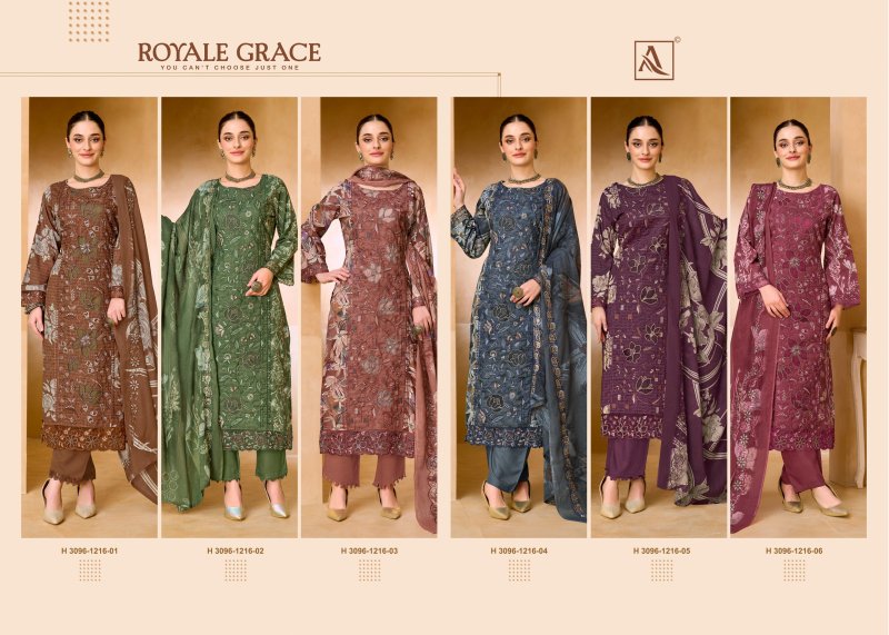 Royale Grace By Alok Cambric Cotton Dress Material
